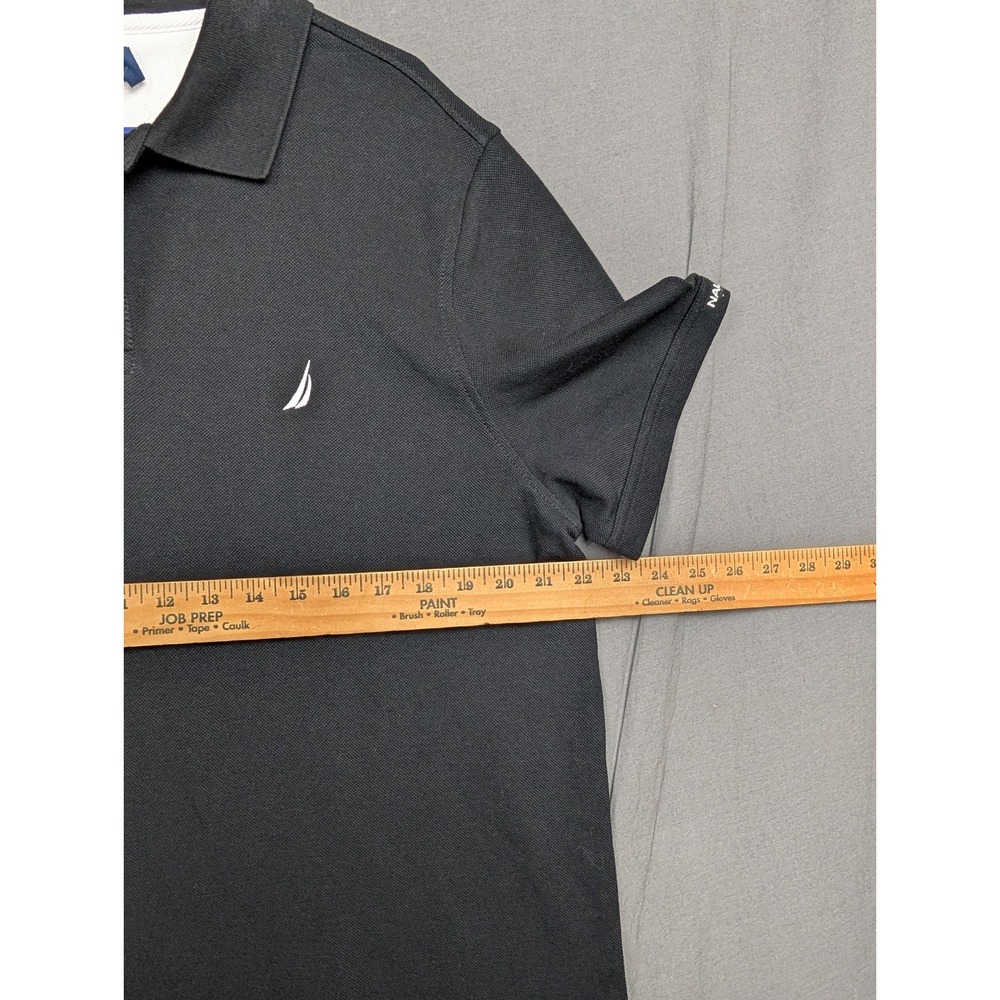 Nautica Polo Men's Sz XL Black‎ Short Sleeve 1/4 Button Collared Shirt XLarge - Picture 4 of 7